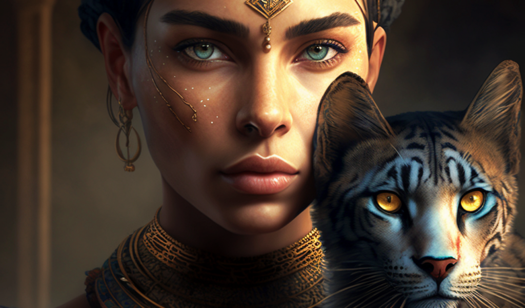 Egyptian Woman and Cat