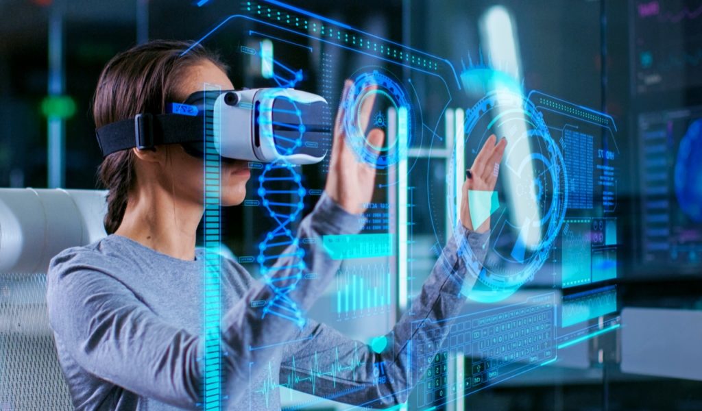 Woman Using Virtual Reality Headset